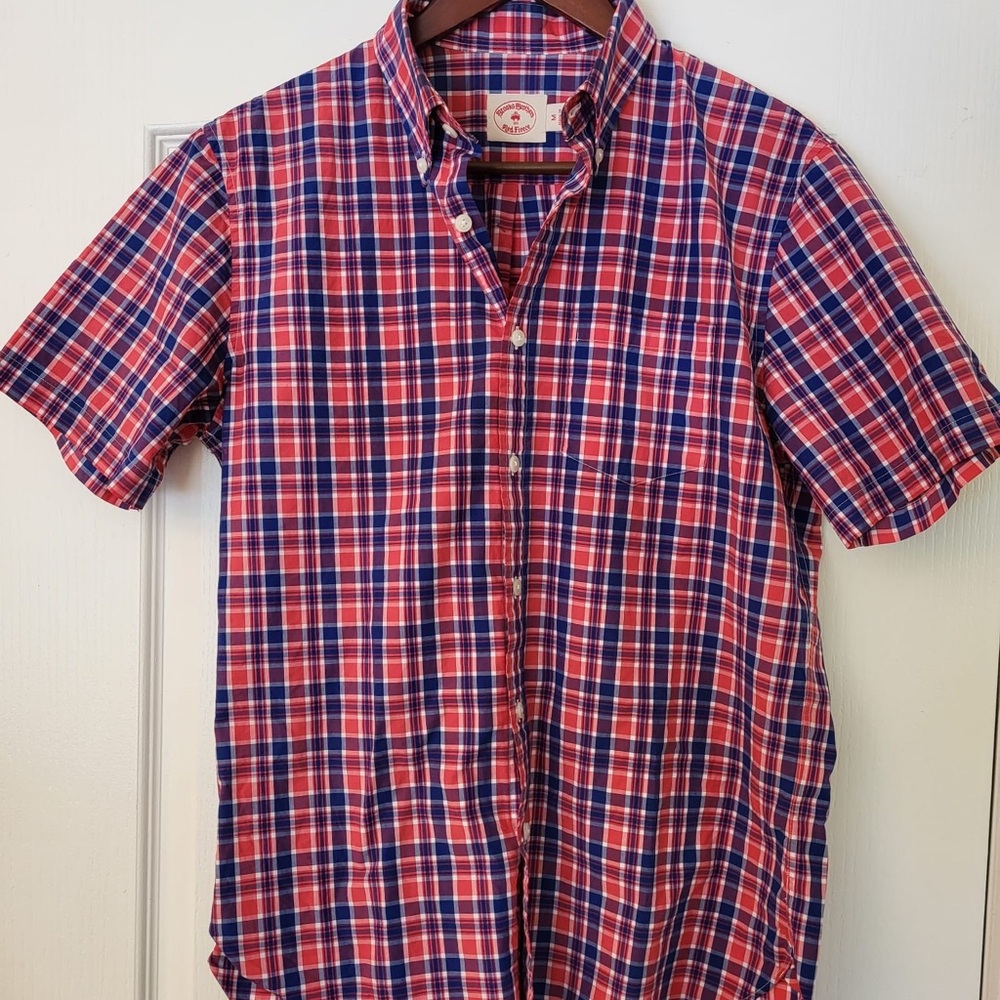 Brooks Brothers Red and Blue Checkered Shirt Medium short sleeve